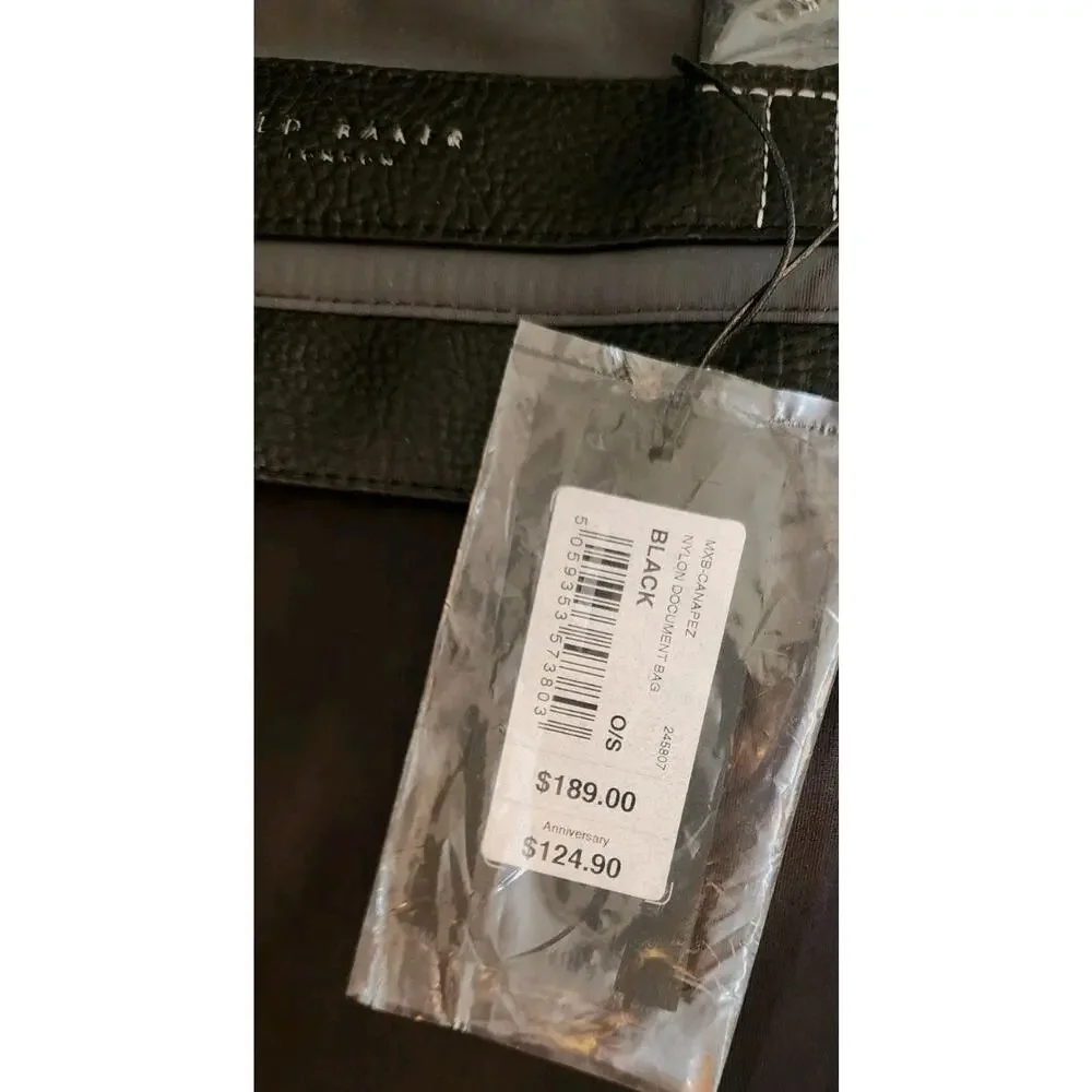 Ted Baker London Document Bag Nylon Satchel Crossbody Briefcase Black Strap NWT